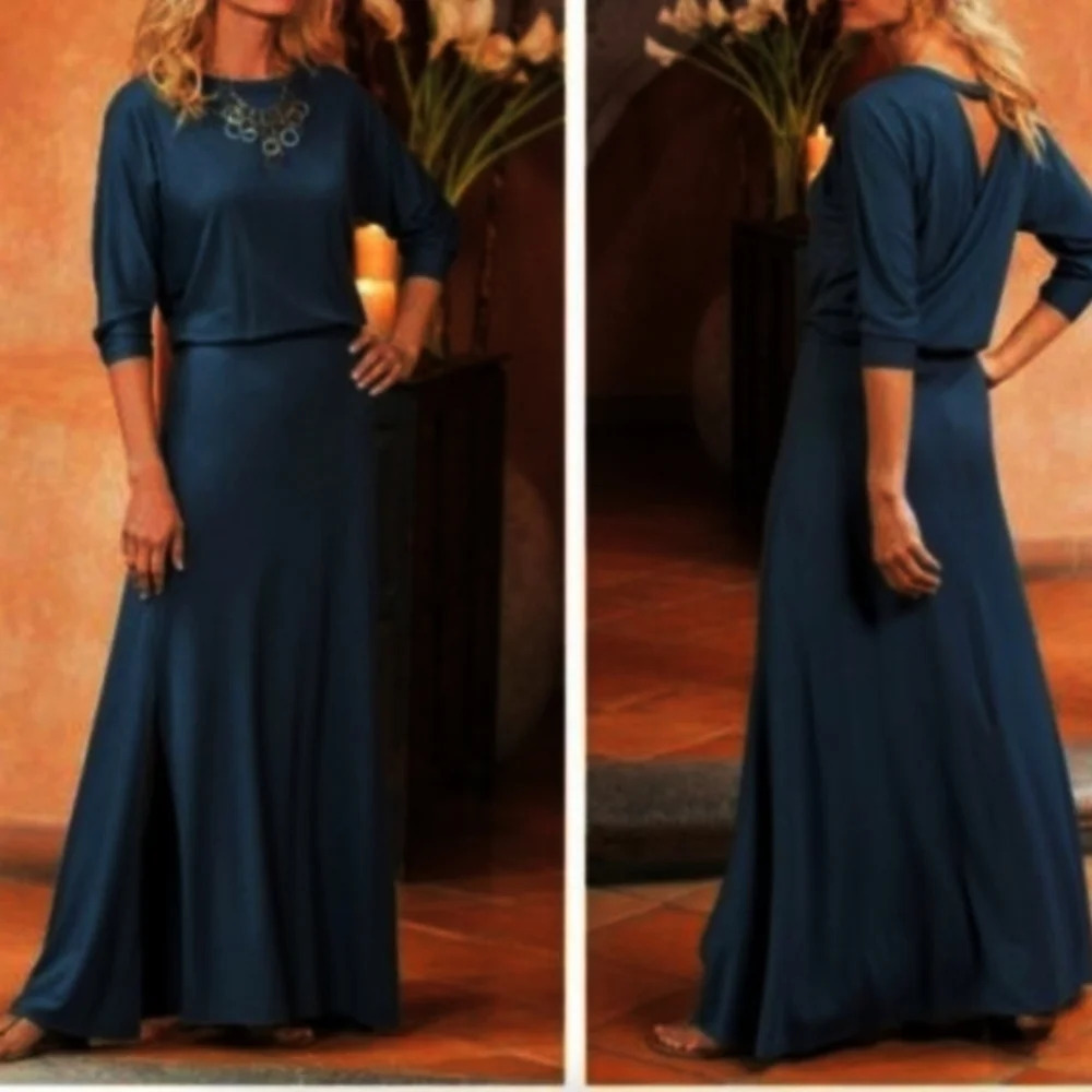 Soft Surroundings Sloane Navy Blue Maxi Dress
